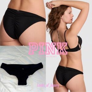 PINK Victoria's Secret Black Mini Bikini Bottoms NWT